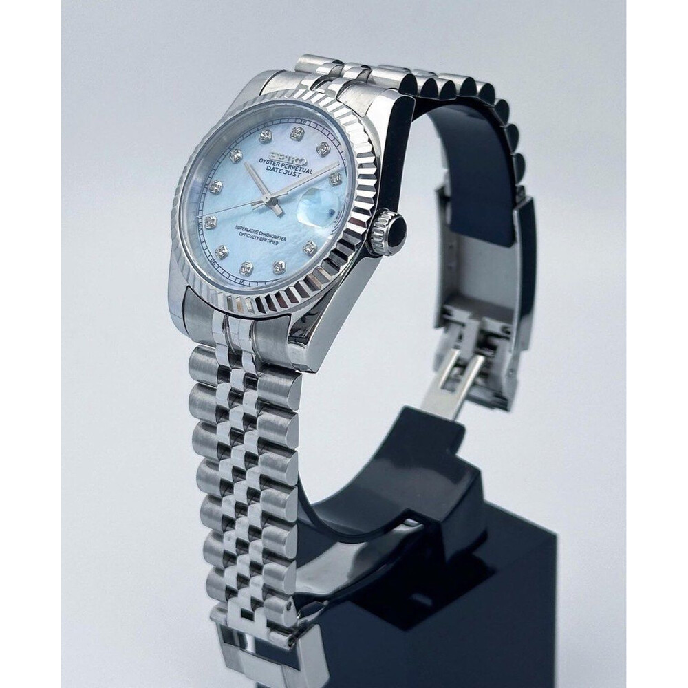 Custom Seiko Mod • Ice Pearl Diamond DateJust • 36mm - E&S